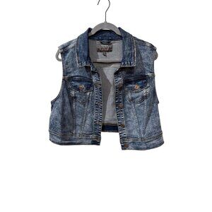 Torrid Womens Blue Denim Sleeveless Vest Size 1 Button Front Pockets Casual Styl
